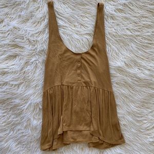 American Eagle Tan Ribbed Babydoll Tank